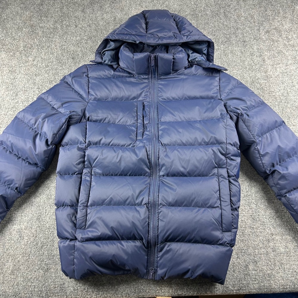 Unisync Puffer Jacket Mens‎ Medium Blue Excellent 700 Fill Down Hooded Unisex